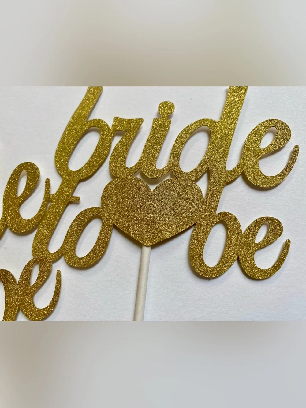 2 Bride to Be Gold Glitter Cake Toppers